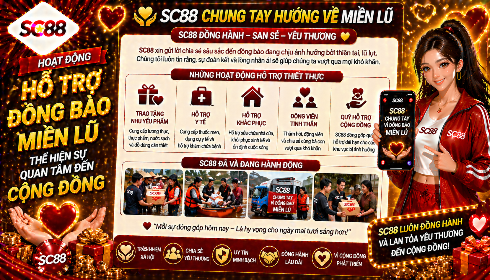 Hoạt động hỗ trợ đồng bào miền lũ thể hiện sự quan tâm đến cộng đồng