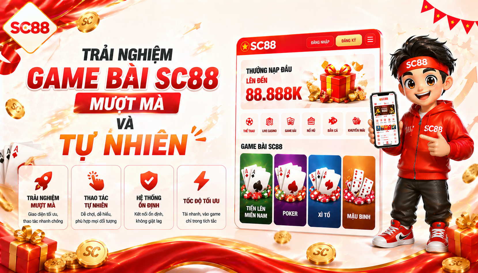 Trải nghiệm game bài sc88 mượt mà và tự nhiên