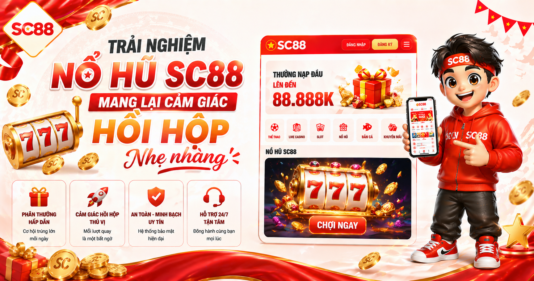Trải nghiệm nổ hũ sc88 mang lại cảm giác hồi hộp nhẹ nhàng