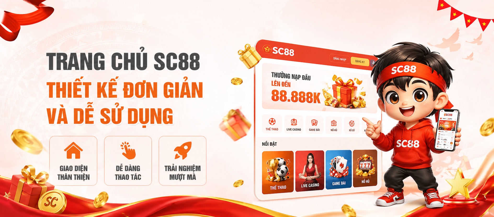 Trang chủ sc88 thiết kế đơn giản và dễ sử dụng